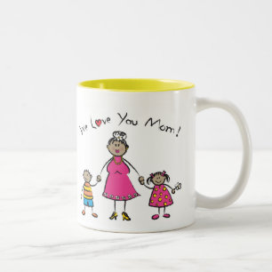 Wir Liebe Sie Mama Cartoon Familie glücklichen Mut Zweifarbige Tasse