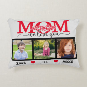 Wir Liebe Sie Mama drei Foto Collage personalisier Dekokissen