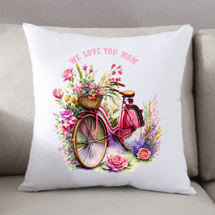 Wir Liebe Sie Mama Fahrrad Hübsche Blume Foto hinz Kissen