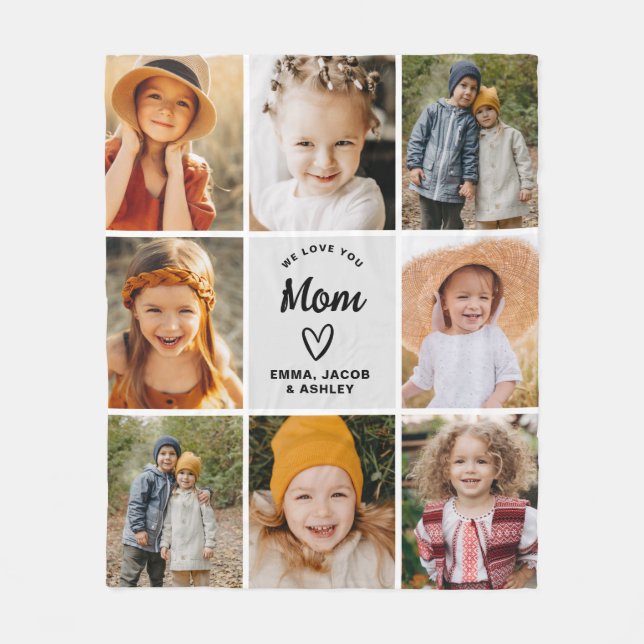 Wir Liebe Sie Mama Familie Moderne FotoCollage Fleecedecke (Vorderseite)