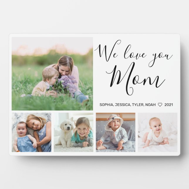 Wir Liebe Sie Mama Familienfoto Collage Fotoplatte (Vorderseite)