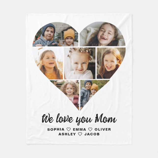 Wir Liebe Sie Mama Herz Moderne FotoCollage Fleecedecke (Vorderseite)