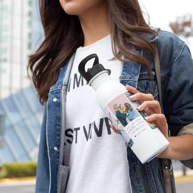 Wir Liebe Sie Mama | Moderne 6 FotoCollage Edelstahlflasche (Von Creator hochgeladen)