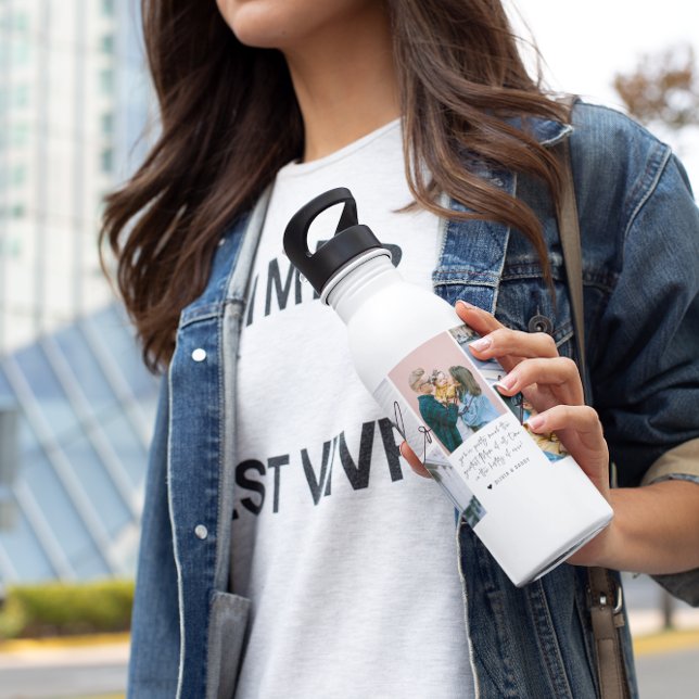 Wir Liebe Sie Mama | Moderne 6 FotoCollage Edelstahlflasche (Von Creator hochgeladen)