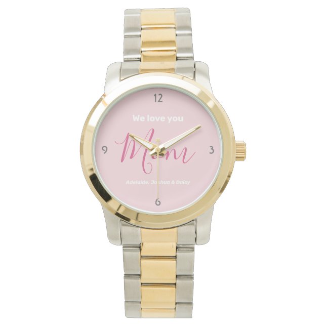 Wir Liebe Sie Mama Rosa Minimalistisch Armbanduhr (Vorderseite)