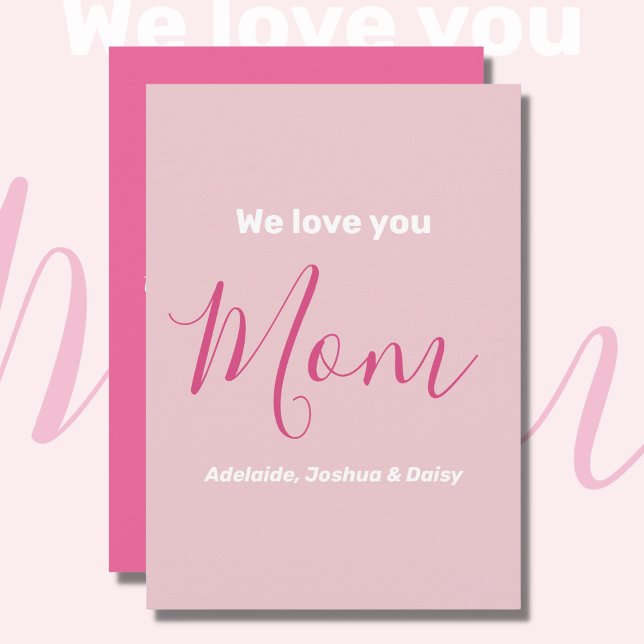 Wir Liebe Sie Mama Rosa Minimalistisch Karte (Von Creator hochgeladen)