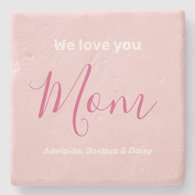 Wir Liebe Sie Mama Rosa Minimalistisch Steinuntersetzer (Vorderseite)