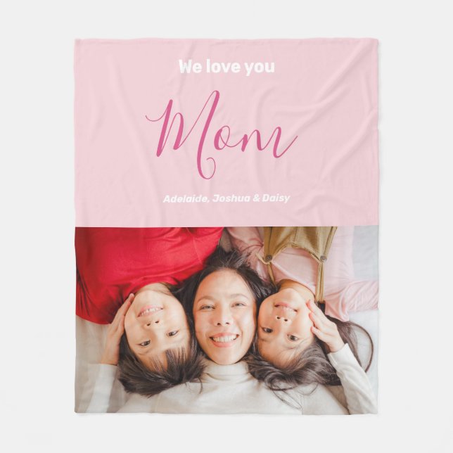 Wir Liebe Sie Mama Rosa Minimalistisches Foto Fleecedecke (Vorderseite)