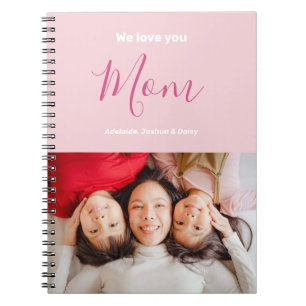 Wir Liebe Sie Mama Rosa Minimalistisches Foto Notizblock