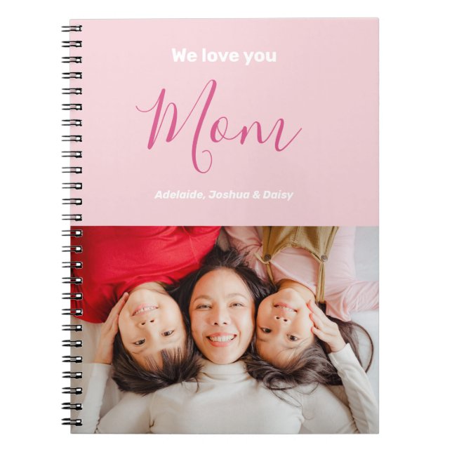 Wir Liebe Sie Mama Rosa Minimalistisches Foto Notizblock (Vorderseite)