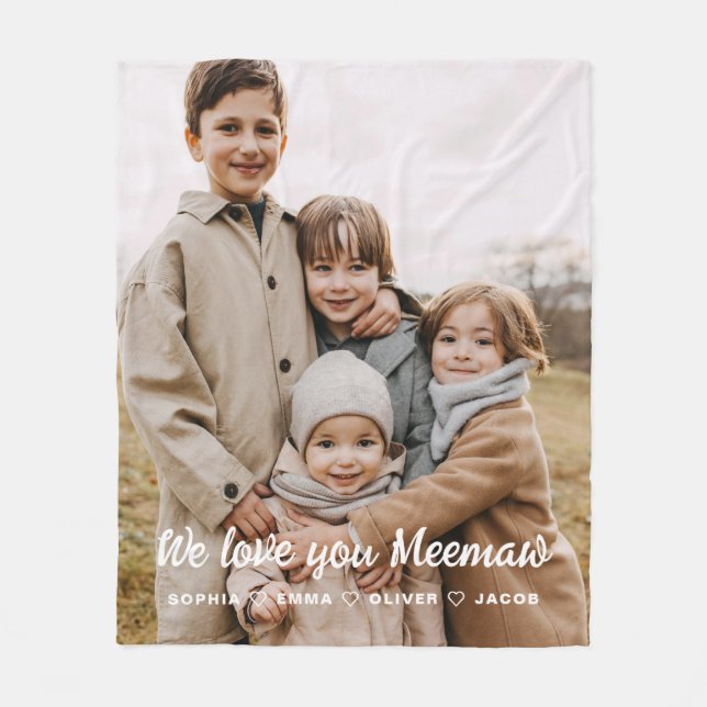 Wir Liebe Sie Meemaw Familie Modernes Single Foto Fleecedecke (Vorderseite)