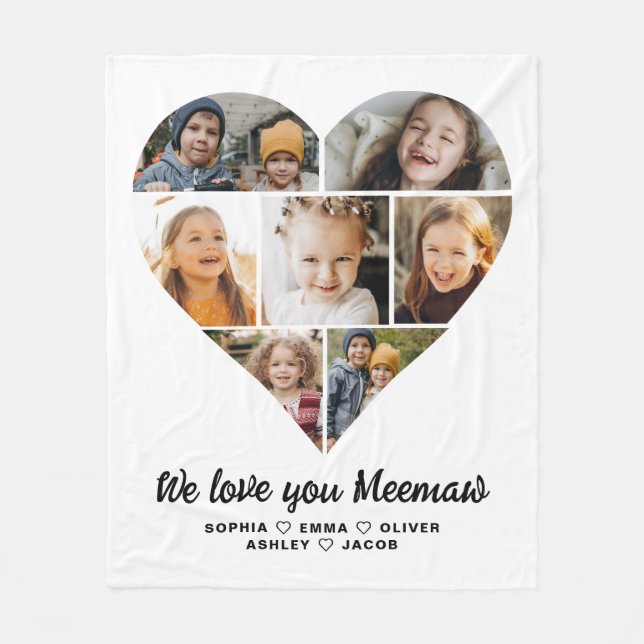 Wir Liebe Sie Meemaw Heart Moderne FotoCollage Fleecedecke (Vorderseite)