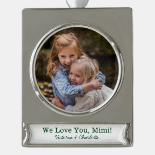 Wir Liebe Sie Mimi Foto Banner-Ornament Silber
