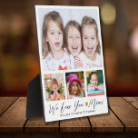 Wir Liebe Sie Mimi Grandkids Namen 4 Foto Collage Fotoplatte<br><div class="desc">Mimi We Liebe You | Grandkids 4 Foto Collage Plaque — Machen Sie Ihr eigenes 4-Bild personalisiert mit 4 Fotos und Namen von 4 Enkelkindern. Schenkt Großmutter ein wertvolles Sake zum Geburtstag,  zum Muttertag,  zum Großelterntag und zu anderen besonderen Tagen.</div>