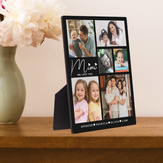 Wir Liebe Sie Mimi Grandkids Namen 6 Foto Collage Fotoplatte (We Love You Mimi Grandkids Names 6 Photo Collage Plaque)