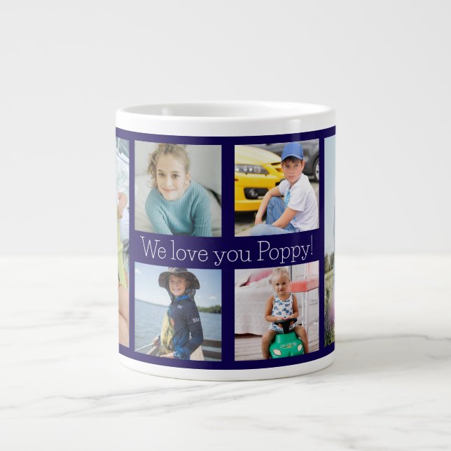 Wir Liebe Sie Mohn Großvater 6 Foto Jumbo-Tasse (Vorderseite)