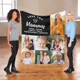 Wir Liebe Sie Mommy Family Moderne FotoCollage Fleecedecke