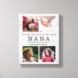Wir Liebe Sie Nana 4 Foto Collage Graues Holz Leinwanddruck
