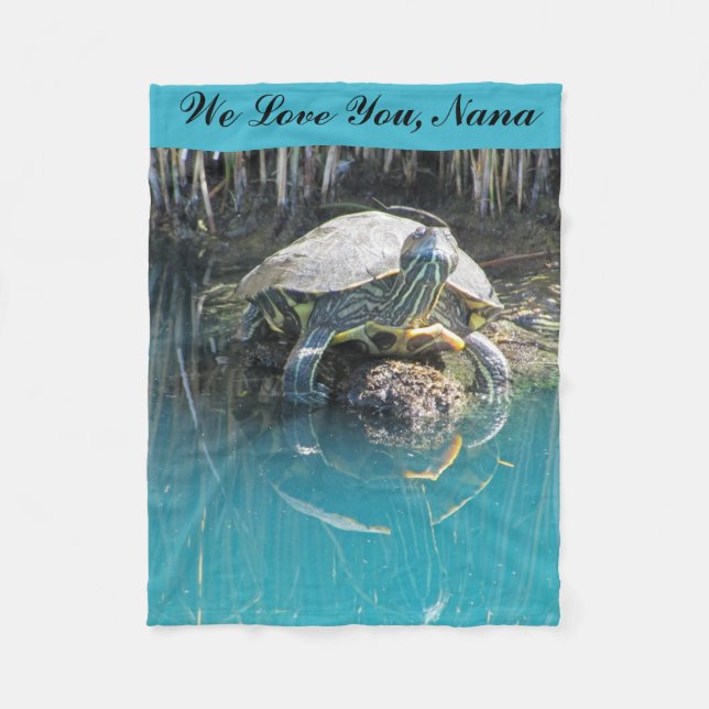 Wir Liebe Sie Nana Calm Turtle mit Reflection Foto Fleecedecke (Vorderseite)