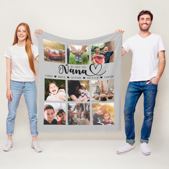 Wir Liebe Sie Nana Grandkid Namen Gray Foto Collag Fleecedecke (Beispiel)