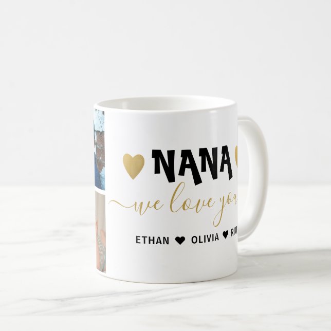 Wir Liebe Sie Nana Grandkids 3 Foto Collage     Kaffeetasse (VorderseiteRechts)