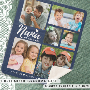 Wir Liebe Sie Nana Grandkids 6 Foto Collage Blue Sherpadecke