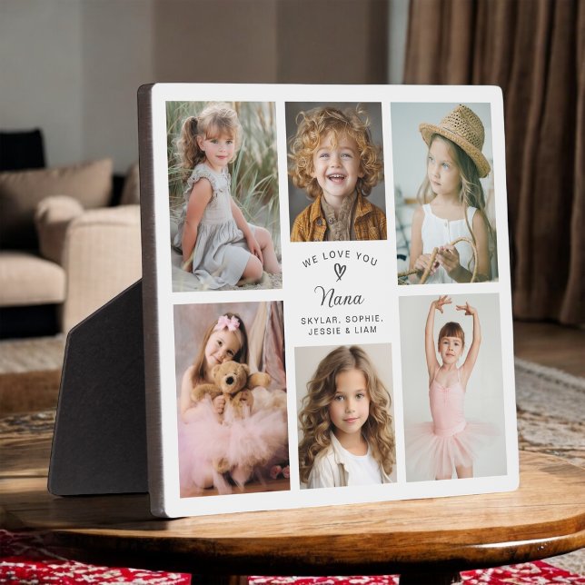 Wir Liebe Sie Nana Keepake Foto Collage Fotoplatte (Personalize with 6 favorite photos for a custom gift for Nana.)