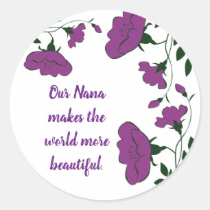 Wir Liebe Sie Nana Schöne Lila Blume Runder Aufkleber
