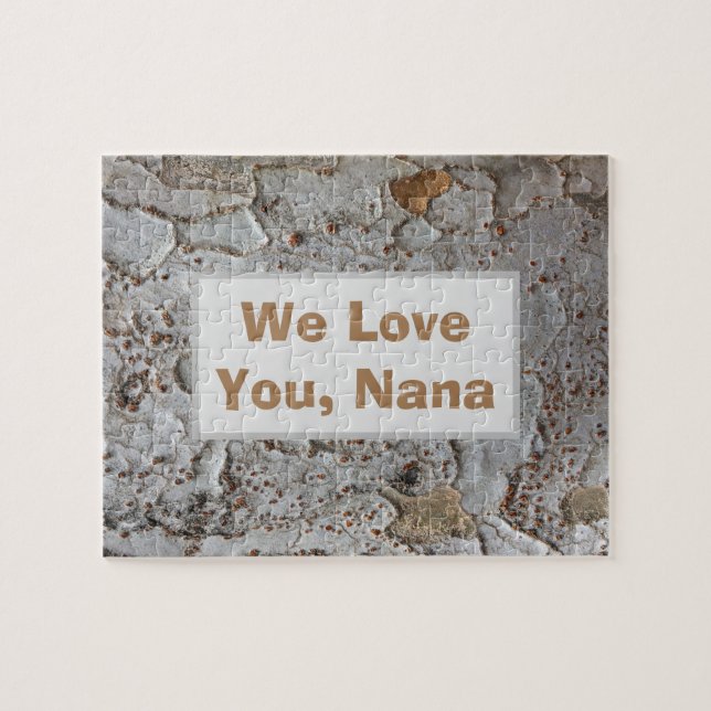 Wir Liebe Sie Nana Tree Bark Foto Rustikal Außenbe (Horizontal)