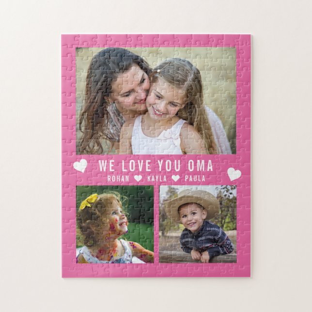 Wir Liebe Sie Oma 3 FotoCollage Rosa Oma (Vertikal)