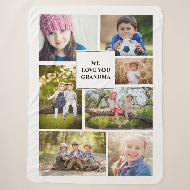 Wir Liebe Sie Oma 7 FotoCollage Großkind Sherpadecke (Vorderseite)