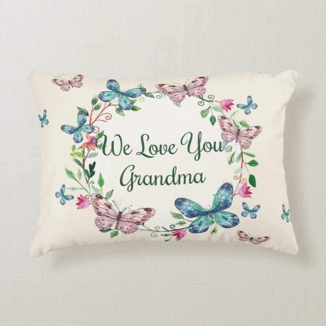 Wir Liebe Sie Oma Butterfly Accessoire Pillow 2 Dekokissen (Vorderseite)
