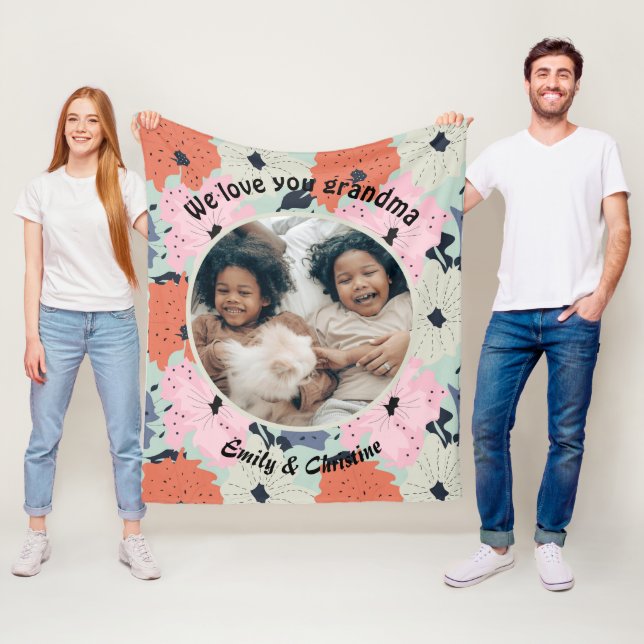 Wir Liebe Sie Oma Custom Foto Fleece Blanket (Beispiel)
