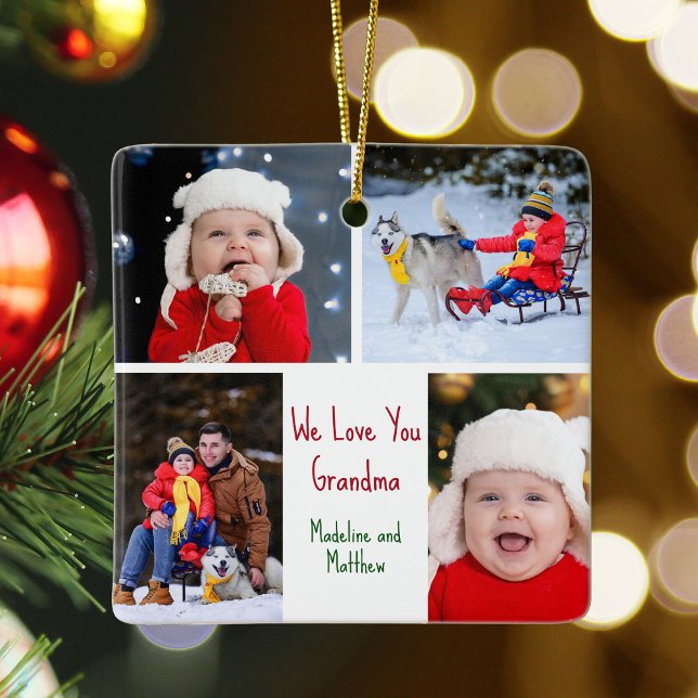 Wir Liebe Sie Oma Custom Niedlich Kids Foto Collag Keramikornament (Von Creator hochgeladen)