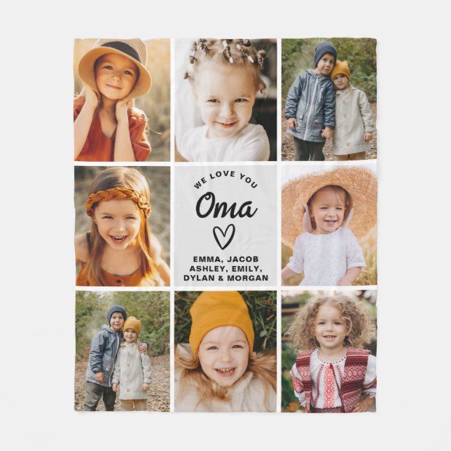 Wir Liebe Sie Oma Familie Moderne Foto Collage Fle Fleecedecke (Vorderseite)