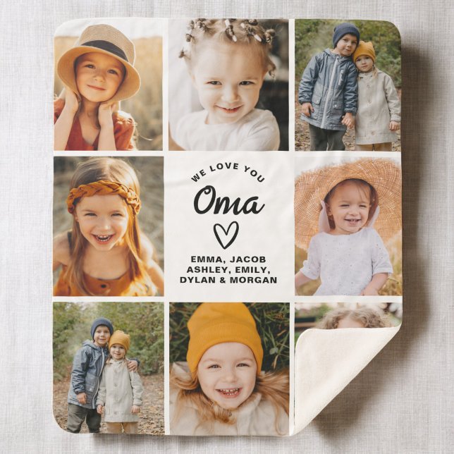 Wir Liebe Sie Oma Familie Moderne FotoCollage Sherpadecke (Von Creator hochgeladen)