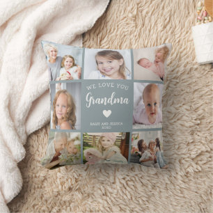 Wir Liebe Sie Oma Foto Collage Blue Kissen