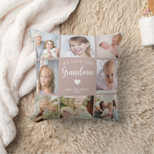 Wir Liebe Sie Oma FotoCollage Rosa Kissen