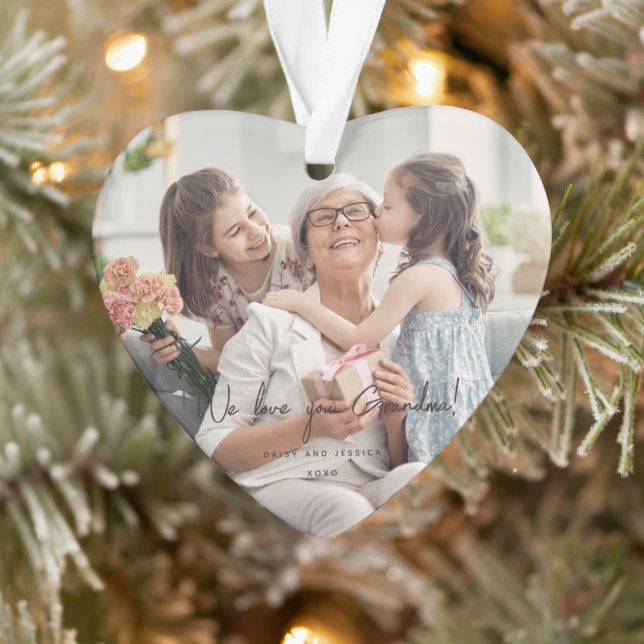 Wir Liebe Sie Oma Fotos Handgeschriebene Moderne Ornament (Baum)