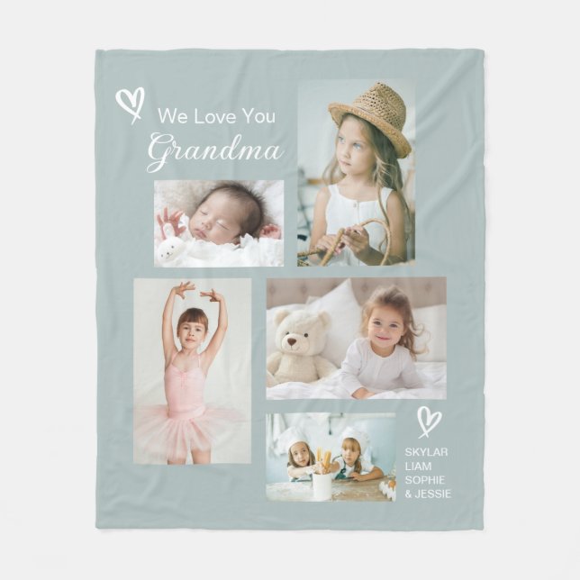 Wir Liebe Sie Oma Grandkids FotoCollage Fleecedecke (Vorderseite)