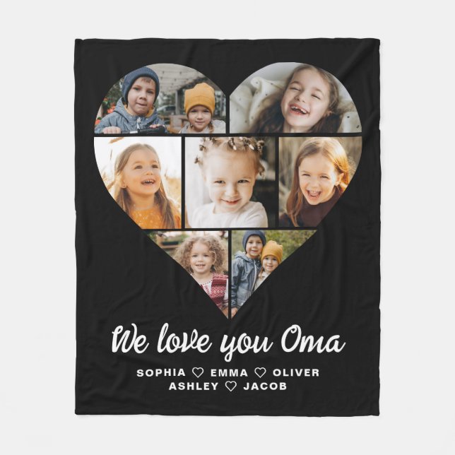 Wir Liebe Sie Oma Heart Modern Foto Collage Fleecedecke (Vorderseite)