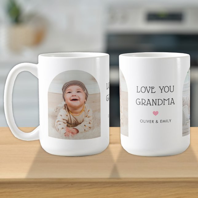Wir Liebe Sie Oma Nana 2 Foto Arch & Name 15 oz Kaffeetasse (Von Creator hochgeladen)