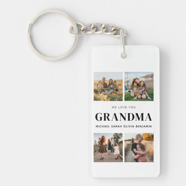 Wir Liebe Sie Oma Personalisiert 4 FotoCollage Schlüsselanhänger (Vorderseite)