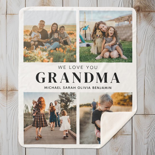 Wir Liebe Sie Oma Personalisiert 4 FotoCollage Sherpadecke (Von Creator hochgeladen)