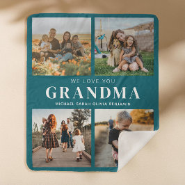 Wir Liebe Sie Oma Personalisiert 4 FotoCollage Sherpadecke