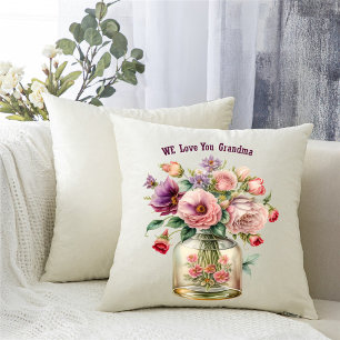 Wir Liebe Sie Oma Vase der Blume Foto hinzufügen Kissen