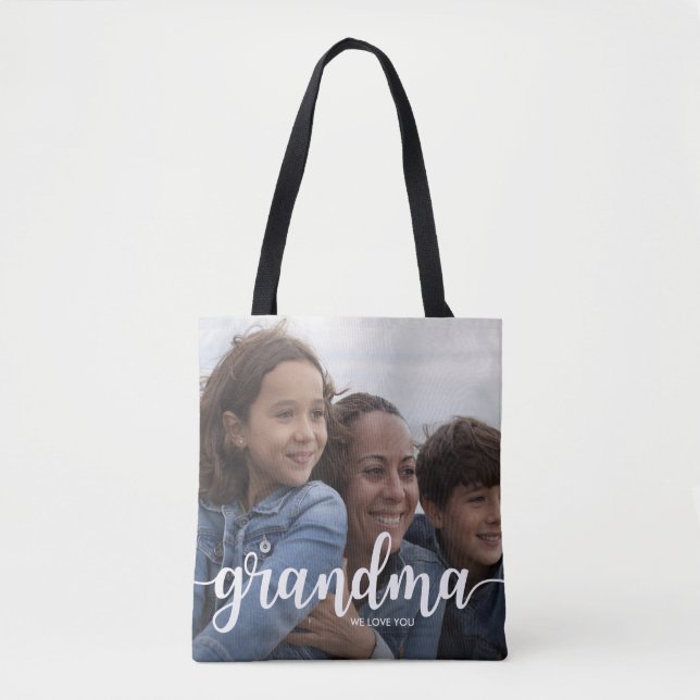 Wir Liebe Sie Oma | Zwei vollblutende Fotos Tasche (Vorderseite)