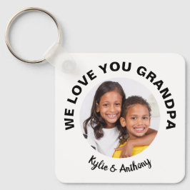 Wir Liebe Sie Opa Custom Foto und Namen White Schlüsselanhänger