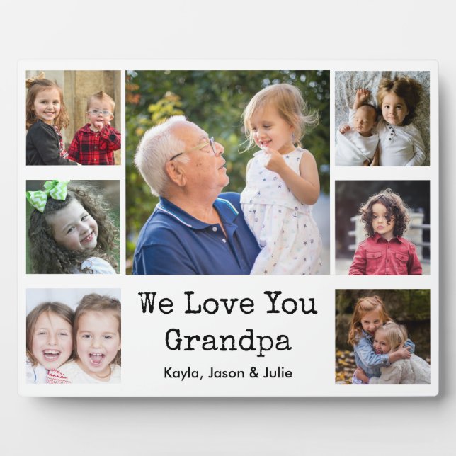 Wir Liebe Sie Opa Grandkids 7 FotoCollage Fotoplatte (Vorderseite)