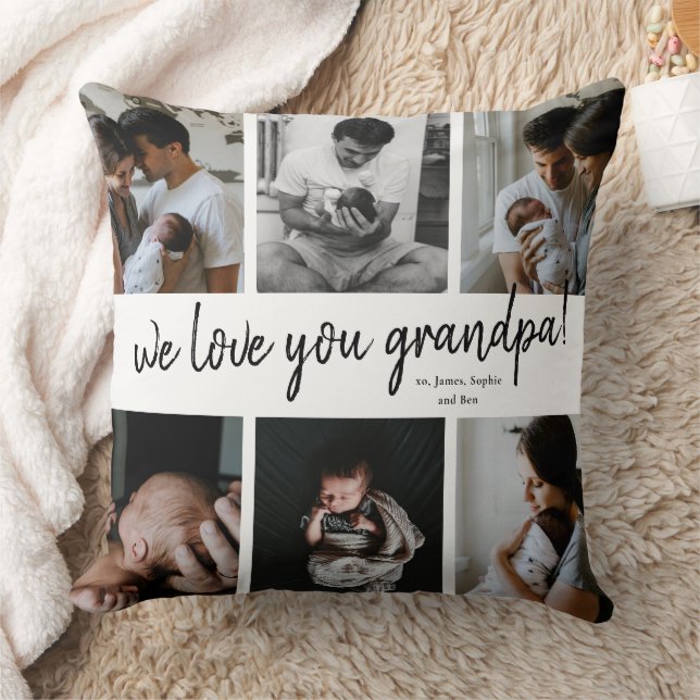 Wir Liebe Sie Opa Modern 6 Foto Collage Vater Kissen (Decke)